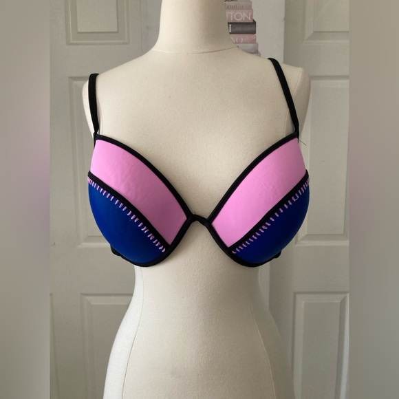 Victoria's Secret Purple Blue Stitched Fabulous Swim Top - Picture 1 of 8